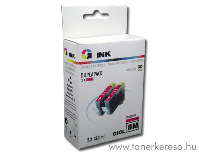 Canon CLI8M magenta dupla utngyrtott chipes patroncsomag G-Ink Canon PIXMA iP4200 tintasugaras nyomtathoz