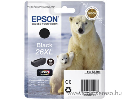 Epson 26XL eredeti fekete tintapatron T26214010 Epson Expression Premium XP-710 tintasugaras nyomtathoz