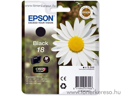 Epson T1801 (18) eredeti fekete tintapatron T18014010 Epson Expression Home XP-302 tintasugaras nyomtathoz