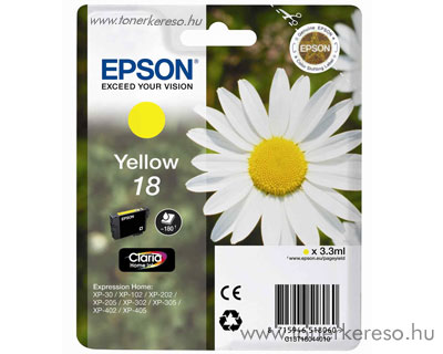 Epson T1804 (18) eredeti yellow tintapatron T18044010 Epson Expression Home XP-302 tintasugaras nyomtathoz