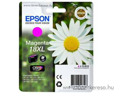 Epson T1813 (18XL) eredeti nagykap. magenta tintapatron T1813401 Epson Expression Home XP-405WH tintasugaras nyomtathoz