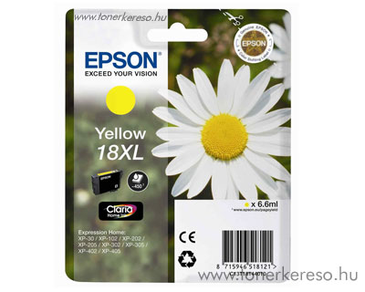 Epson T1814 (18XL) eredeti nagykap. yellow tintapatron T18144010 Epson Expression Home XP-405 tintasugaras nyomtathoz