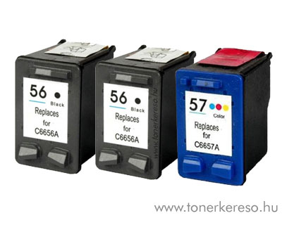 HP 56+57 nagykap. utngyrtott patroncsomag 2 fekete 1 sznes GI HP OfficeJet 4252 tintasugaras nyomtathoz