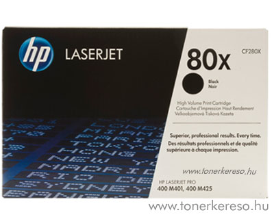 HP CF280X (No. 80X) eredeti nagykap. toner Bk fekete HP LaserJet Pro 400 M401dne lzernyomtathoz