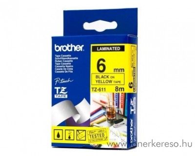 Brother eredeti TZe611 black-yellow szalag BRTZe611RB Brother P-Touch 550 mtrixnyomtathoz