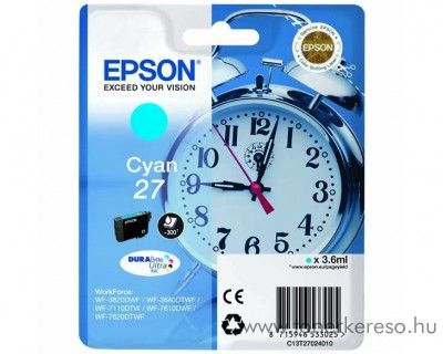 Epson T2702 eredeti cyan tintapatron C13T27024010 Epson WorkForce WF-7620DTWF tintasugaras nyomtathoz