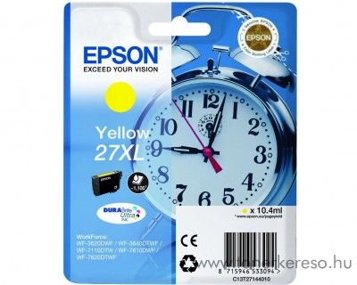 Epson T2714 eredeti yellow XL tintapatron C13T27144010 Epson WorkForce WF-7610DWF tintasugaras nyomtathoz