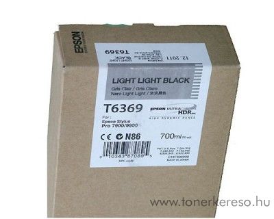 Epson T6369 eredeti light light black tintapatron C13T636900 Epson Stylus Pro 9900 tintasugaras nyomtatóhoz