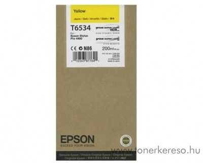 Epson T6534 eredeti yellow tintapatron C13T653400 Epson Stylus Pro 4900 SpectroProofer tintasugaras nyomtathoz