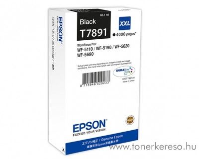 Epson T7891 eredeti fekete XXL tintapatron C13T789140 Epson WorkForce Pro WF-5110DW tintasugaras nyomtathoz