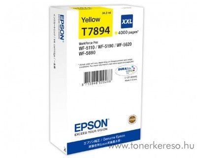 Epson T7894 eredeti yellow XXL tintapatron C13T789440 Epson WorkForce Pro WF-5690DWF tintasugaras nyomtathoz
