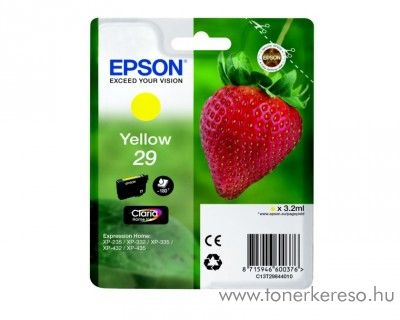 Epson XP-235/335 (29) eredeti yellow tintapatron T29844010 Epson Expression Home XP-442 tintasugaras nyomtathoz