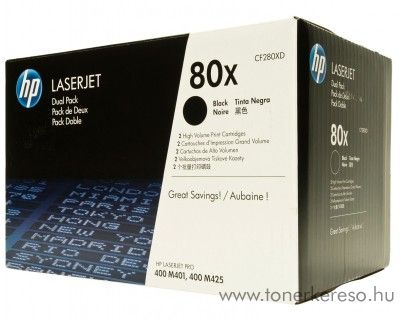 HP 80X eredeti fekete black dupla toner CF280XD HP Laserjet Pro 400 M401dn lzernyomtathoz