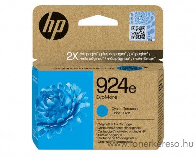 HP Officejet Pro 8122 No.924e EvoMore cyan tintapatron 4K0U7NE HP OfficeJet Pro 8135e tintasugaras nyomtathoz